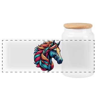 Cheval - Boîte à biscuits avec couvercle en bois - blanc - Devant