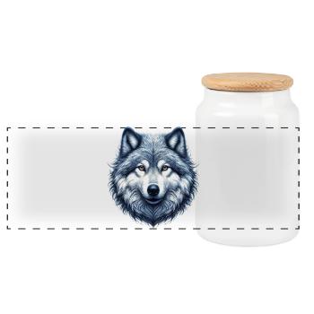 Wolf - Panorama Keksdose mit Holzdeckel - Weiß - Vorne