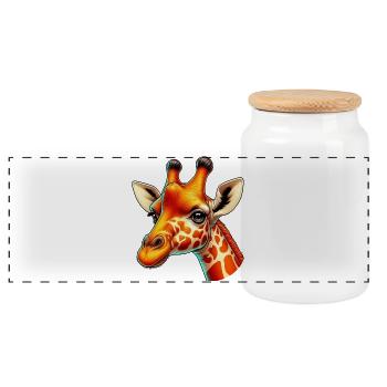 Giraffe - Panorama Keksdose mit Holzdeckel - Weiß - Vorne
