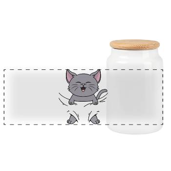 Katzen Babykatze Kätzchen Babykätzchen Baby Katze - Panorama Keksdose mit Holzdeckel - Weiß - Vorne