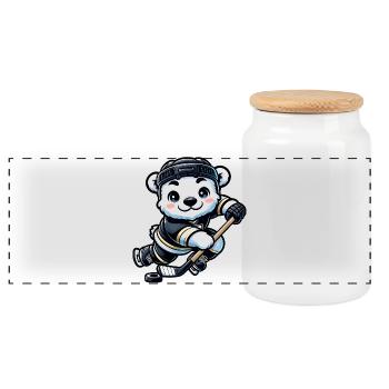 Polar Bear Hockey Club Joueur de hockey Polar Bear - Boîte à biscuits avec couvercle en bois - blanc - Devant