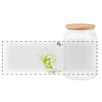 Butterfly Butterfly Spring - Panoramic Cookie Jar with Wooden Lid - white - Front