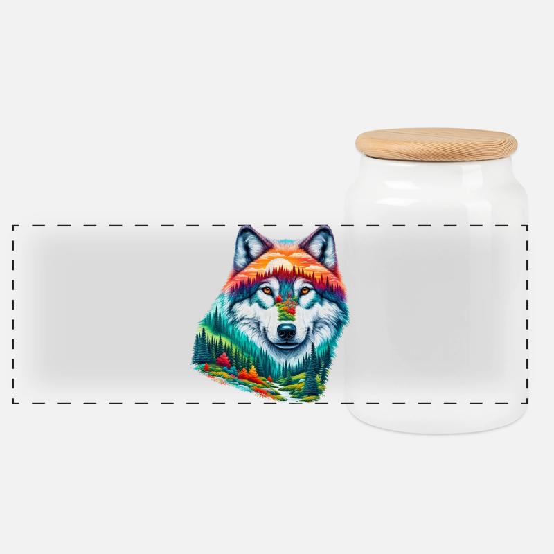 Wolf - Panorama Keksdose mit Holzdeckel - Weiß