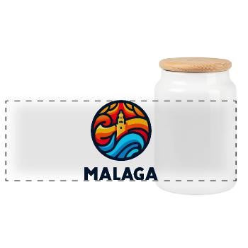 Malaga 3 - Panoramic Cookie Jar with Wooden Lid - white - Front