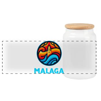 Malaga 3 (dark) - Panoramic Cookie Jar with Wooden Lid - white - Front