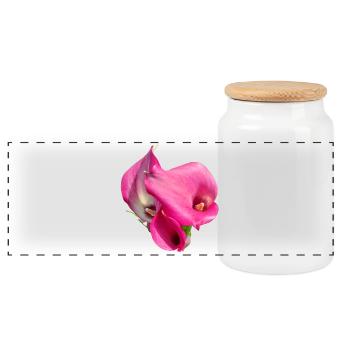 Pink Calla Blütentrio - Panorama Keksdose mit Holzdeckel - Weiß - Vorne