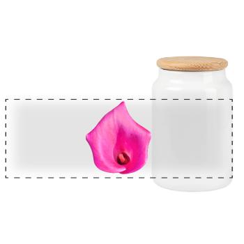 Fleur de Calla Rose - Boîte à biscuits avec couvercle en bois - blanc - Devant