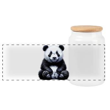 Panda - Panorama Keksdose mit Holzdeckel - Weiß - Vorne