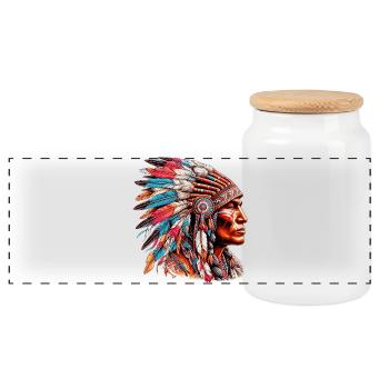 Amerikanisch Indianer Amerikanische Rote Haut - Panorama Keksdose mit Holzdeckel - Weiß - Vorne