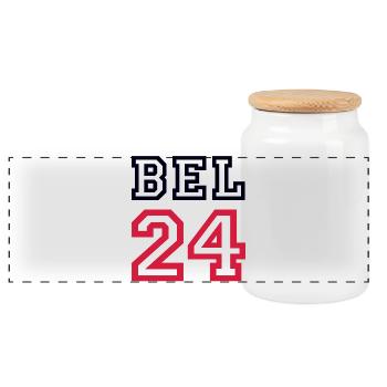 Belgium Belgien - Panoramic Cookie Jar with Wooden Lid - white - Front