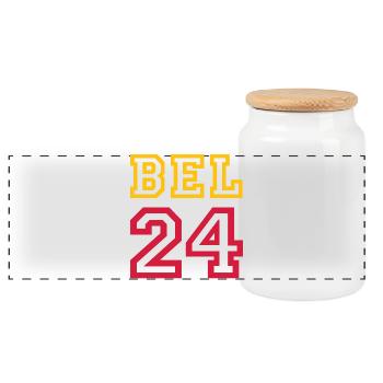 Belgium Belqique Belgien - Panoramic Cookie Jar with Wooden Lid - white - Front