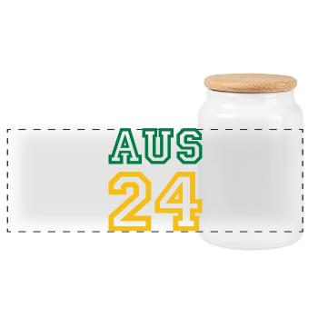 Australia Australien - Panoramic Cookie Jar with Wooden Lid - white - Front