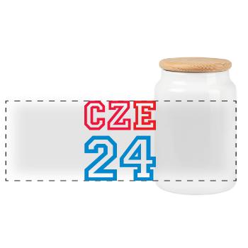 Czech Republic Tschechien - Panoramic Cookie Jar with Wooden Lid - white - Front