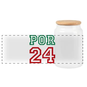 Portugal - Panoramic Cookie Jar with Wooden Lid - white - Front