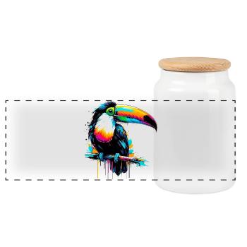 Toucan - Boîte à biscuits avec couvercle en bois - blanc - Devant