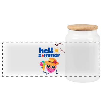 Fraises d’été et crème glacée dessin animé - Boîte à biscuits avec couvercle en bois - blanc - Devant