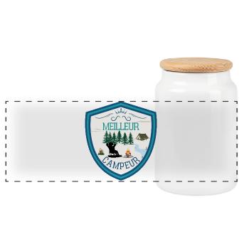 Meilleur campeur, roi du camping, champion camping - Boîte à biscuits avec couvercle en bois - blanc - Devant