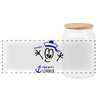 Sailor Ahoy - Panoramic Cookie Jar with Wooden Lid - white - Front