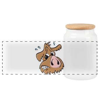 Pig dog - oops - Panoramic Cookie Jar with Wooden Lid - white - Front