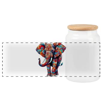 Éléphant - Boîte à biscuits avec couvercle en bois - blanc - Devant