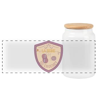 Reine du crochet. Loisirs créatifs. Fête des mères - Boîte à biscuits avec couvercle en bois - blanc - Devant