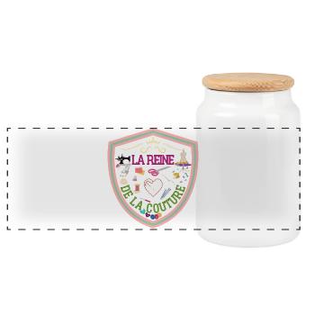 Reine de la couture. Couturière. Machine à coudre. - Boîte à biscuits avec couvercle en bois - blanc - Devant