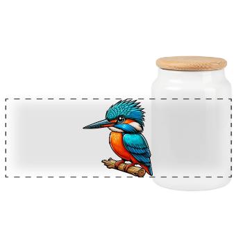 Martin-pêcheur - Boîte à biscuits avec couvercle en bois - blanc - Devant