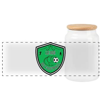 Roi du football. Pour papa, papy. Récompense foot - Boîte à biscuits avec couvercle en bois - blanc - Devant