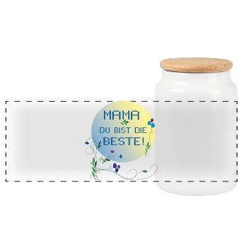 Mom, you're the best Mother's Day - Panoramic Cookie Jar with Wooden Lid - white - Front