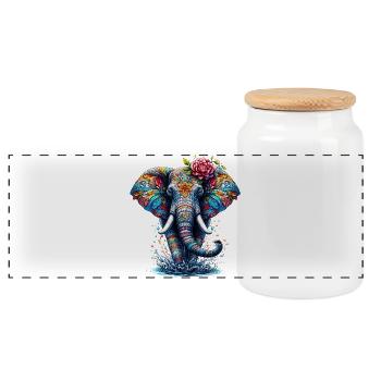 Éléphant - Boîte à biscuits avec couvercle en bois - blanc - Devant