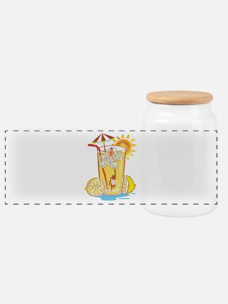 Erfrischender Zitronen-Relax-Design - Panorama Keksdose mit Holzdeckel - Weiß