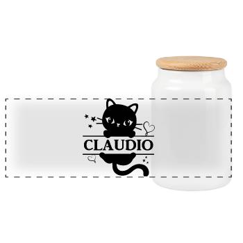 t-shirt Claudio chat t-shirt Katze gato - Boîte à biscuits avec couvercle en bois - blanc - Devant