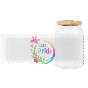 LGBT Stolz - Panorama Keksdose mit Holzdeckel - Weiß - Vorne