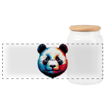 Panda - Panoramic Cookie Jar with Wooden Lid - white - Front