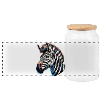 Zebra - Panoramic Cookie Jar with Wooden Lid - white - Front