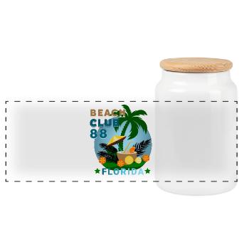 BEACH CLUB florida - Panoramic Cookie Jar with Wooden Lid - white - Front