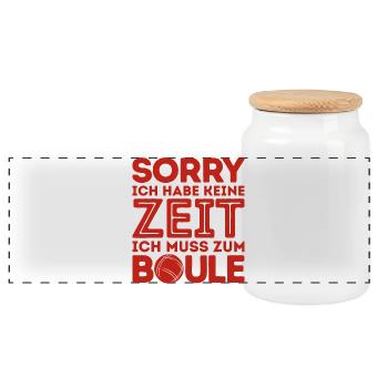 Pardon! Je n’ai pas le temps Boules de pétanque Boules - Boîte à biscuits avec couvercle en bois - blanc - Devant