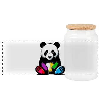 Panda - Panorama Keksdose mit Holzdeckel - Weiß - Vorne
