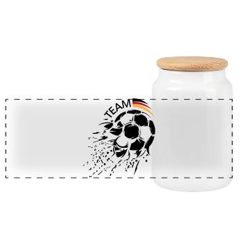 Fußball Team Deutschland Ball Explosion Logo icon - Panorama Keksdose mit Holzdeckel - Weiß - Vorne