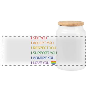 LGBT Pride Month - I See You, I Accept You, I Love - Panoramic Cookie Jar with Wooden Lid - white - Front