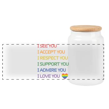 LGBT Pride Month - I See You, I Accept You, I Love - Panoramic Cookie Jar with Wooden Lid - white - Front