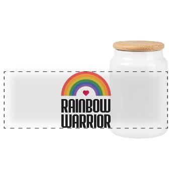 Mois de la fierté LGBTQ - Rainbow Warrior - Boîte à biscuits avec couvercle en bois - blanc - Devant