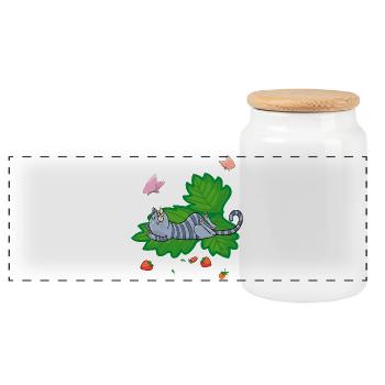 L’heure des fraises, la dent sucrée - Boîte à biscuits avec couvercle en bois - blanc - Devant
