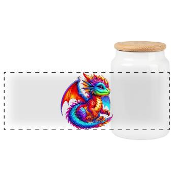 Dragon - Boîte à biscuits avec couvercle en bois - blanc - Devant