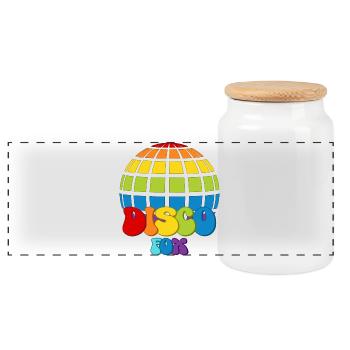 Disco Fox Discokugel Groovy Discothek Discofox - Panorama Keksdose mit Holzdeckel - Weiß - Vorne