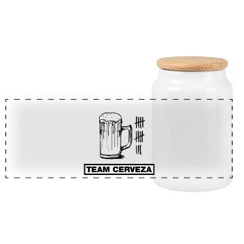 Glas Bier, Beer, Cerveza (Team-Design) - Panorama Keksdose mit Holzdeckel - Weiß - Vorne