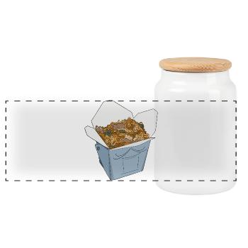 Boîte de nourriture cool à emporter - Boîte à biscuits avec couvercle en bois - blanc - Devant