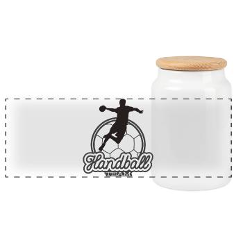 handball, handball match, handball player - Panoramic Cookie Jar with Wooden Lid - white - Front