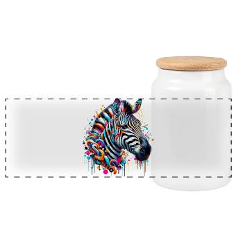 Zebra - Panorama Keksdose mit Holzdeckel - Weiß - Vorne