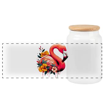 Flamant - Boîte à biscuits avec couvercle en bois - blanc - Devant